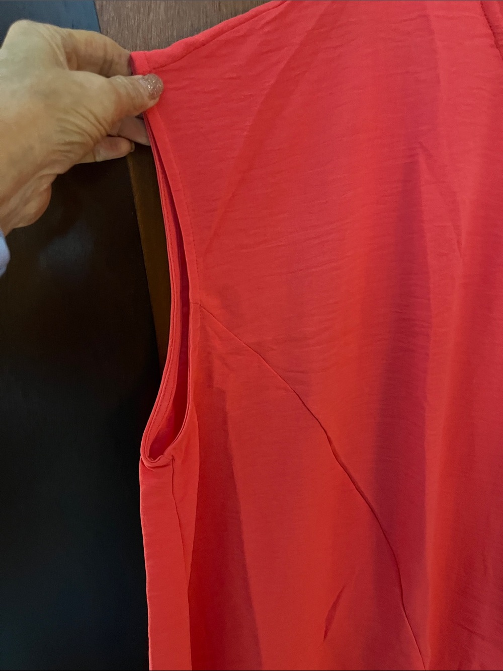 NWOTEasel Bright Pink Scoop Neck Tunic w/Bound Cap Sleeves-Front Off-Center Slit - Picture 2 of 6